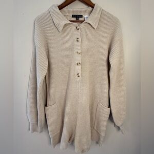 Blue Blush tan ribbed sweater romper SZ SM